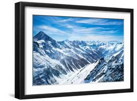 Aerial View of the Alps Mountains in Switzerland. View from Helicopter in Swiss Alps. Mountain Tops-FamVeld-Framed Photographic Print