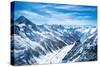 Aerial View of the Alps Mountains in Switzerland. View from Helicopter in Swiss Alps. Mountain Tops-FamVeld-Stretched Canvas