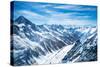 Aerial View of the Alps Mountains in Switzerland. View from Helicopter in Swiss Alps. Mountain Tops-FamVeld-Stretched Canvas