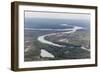 Aerial view of the Amazon River flying into Iquitos, Loreto, Peru, South America-Michael Nolan-Framed Photographic Print