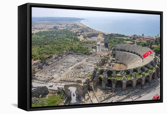 Aerial View of the Amphitheater in Side, Antalya, Turkey-Ali Kabas-Framed Stretched Canvas