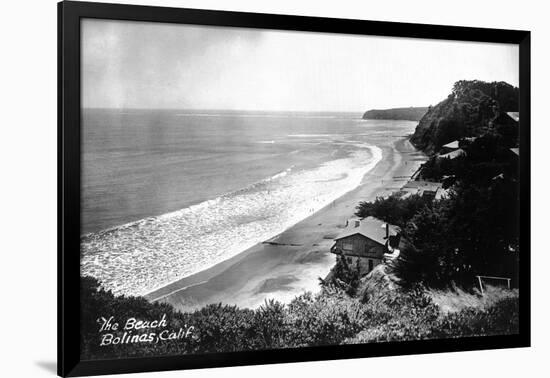 Aerial View of the Beach Front - Bolinas, CA-Lantern Press-Framed Art Print