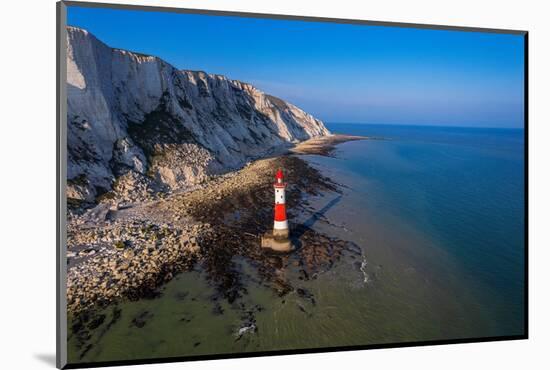 Aerial view of the Beachy Head Lighthouse at low tide, Seven Sisters chalk cliffs-Paolo Graziosi-Mounted Photographic Print