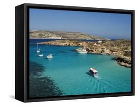 Aerial View of the Blue Lagoon, Comino Island, Malta, Mediterranean, Europe-Tondini Nico-Framed Stretched Canvas