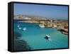 Aerial View of the Blue Lagoon, Comino Island, Malta, Mediterranean, Europe-Tondini Nico-Framed Stretched Canvas