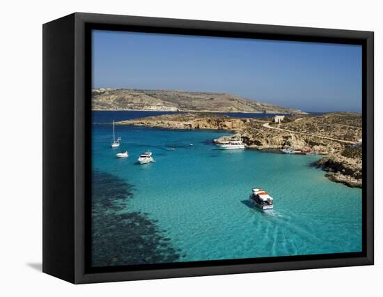 Aerial View of the Blue Lagoon, Comino Island, Malta, Mediterranean, Europe-Tondini Nico-Framed Stretched Canvas
