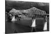 Aerial View of the Bridge of the Gods - Columbia River Hwy, OR-Lantern Press-Stretched Canvas