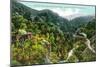 Aerial View of the Canyon, Southern Pacific Train - Los Gatos Canyon, CA-Lantern Press-Mounted Art Print