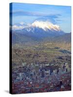 Aerial View of the Capital with Snow-Covered Mountain in Background, La Paz, Bolivia-Jim Zuckerman-Stretched Canvas