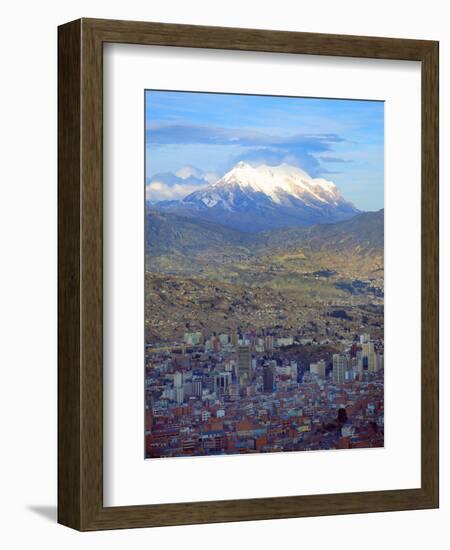 Aerial View of the Capital with Snow-Covered Mountain in Background, La Paz, Bolivia-Jim Zuckerman-Framed Photographic Print