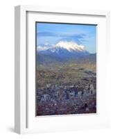 Aerial View of the Capital with Snow-Covered Mountain in Background, La Paz, Bolivia-Jim Zuckerman-Framed Photographic Print