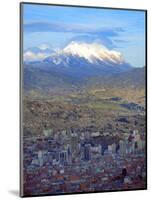 Aerial View of the Capital with Snow-Covered Mountain in Background, La Paz, Bolivia-Jim Zuckerman-Mounted Photographic Print