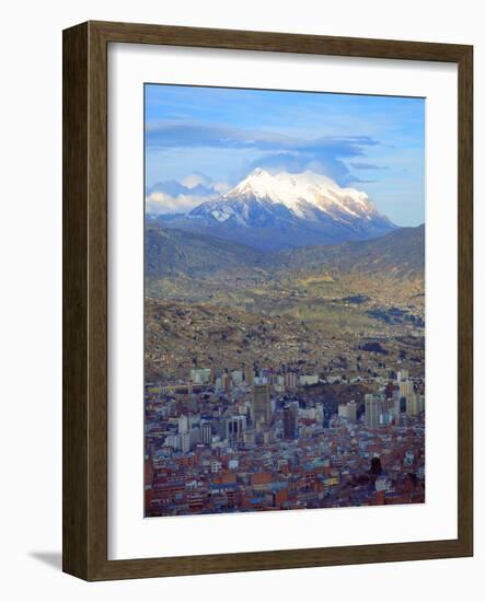 Aerial View of the Capital with Snow-Covered Mountain in Background, La Paz, Bolivia-Jim Zuckerman-Framed Photographic Print