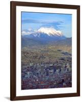 Aerial View of the Capital with Snow-Covered Mountain in Background, La Paz, Bolivia-Jim Zuckerman-Framed Photographic Print