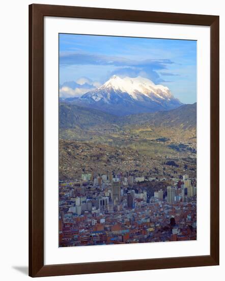 Aerial View of the Capital with Snow-Covered Mountain in Background, La Paz, Bolivia-Jim Zuckerman-Framed Photographic Print