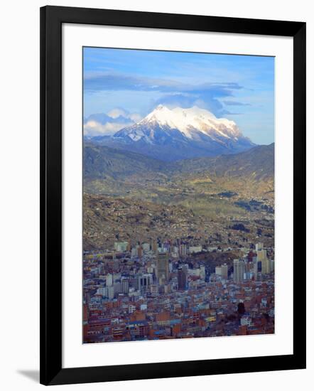 Aerial View of the Capital with Snow-Covered Mountain in Background, La Paz, Bolivia-Jim Zuckerman-Framed Photographic Print