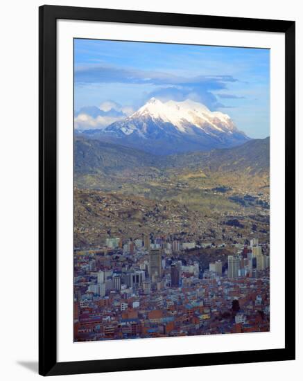 Aerial View of the Capital with Snow-Covered Mountain in Background, La Paz, Bolivia-Jim Zuckerman-Framed Photographic Print