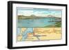 Aerial View of the Carquinez Bridge and Map - Vallejo, CA-Lantern Press-Framed Art Print