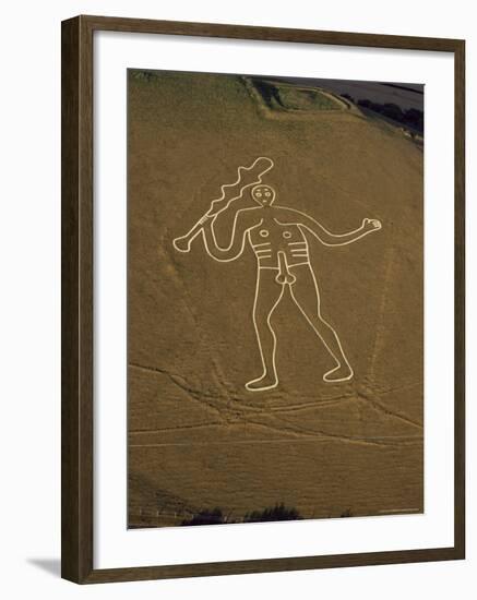 Aerial View of the Cerne Abbas Giant, Dorset, England, United Kingdom-Adam Woolfitt-Framed Photographic Print