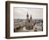 Aerial view of The Church of Saint Mary in Rynek Glowny (Market Square), Krakow, Poland-Ben Pipe-Framed Photographic Print