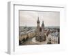 Aerial view of The Church of Saint Mary in Rynek Glowny (Market Square), Krakow, Poland-Ben Pipe-Framed Photographic Print