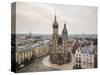 Aerial view of The Church of Saint Mary in Rynek Glowny (Market Square), Krakow, Poland-Ben Pipe-Stretched Canvas