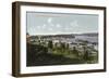 Aerial View of the City and Coos Bay - North Bend, OR-Lantern Press-Framed Art Print