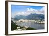 Aerial View of the City and Serra Da Carioca Mountains with Botafogo Bay-Alex Robinson-Framed Photographic Print