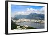 Aerial View of the City and Serra Da Carioca Mountains with Botafogo Bay-Alex Robinson-Framed Photographic Print