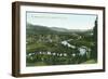 Aerial View of the City on the St. Joe River - St. Maries, ID-Lantern Press-Framed Art Print