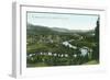 Aerial View of the City on the St. Joe River - St. Maries, ID-Lantern Press-Framed Art Print