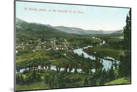 Aerial View of the City on the St. Joe River - St. Maries, ID-Lantern Press-Mounted Art Print