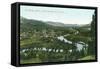 Aerial View of the City on the St. Joe River - St. Maries, ID-Lantern Press-Framed Stretched Canvas