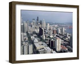 Aerial View of the City Skyline, Seattle, Washington, United States of America, North America-James Gritz-Framed Photographic Print