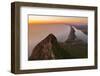 Aerial view of the coast and lakes of Circeo mountain at sunset, Circeo National Park-Paolo Graziosi-Framed Photographic Print