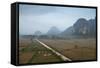 Aerial View of the Countryside around Vang Vieng, Laos, Indochina, Southeast Asia, Asia-Yadid Levy-Framed Stretched Canvas