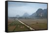 Aerial View of the Countryside around Vang Vieng, Laos, Indochina, Southeast Asia, Asia-Yadid Levy-Framed Stretched Canvas