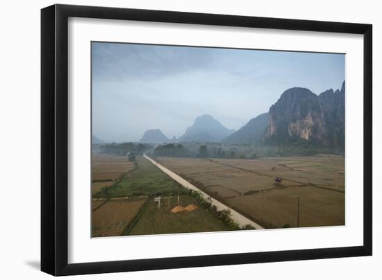 Aerial View of the Countryside around Vang Vieng, Laos, Indochina, Southeast Asia, Asia-Yadid Levy-Framed Photographic Print
