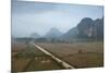 Aerial View of the Countryside around Vang Vieng, Laos, Indochina, Southeast Asia, Asia-Yadid Levy-Mounted Photographic Print