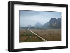 Aerial View of the Countryside around Vang Vieng, Laos, Indochina, Southeast Asia, Asia-Yadid Levy-Framed Photographic Print