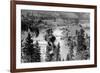 Aerial View of the Falls on Spokane River - Spokane, WA-Lantern Press-Framed Art Print