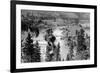 Aerial View of the Falls on Spokane River - Spokane, WA-Lantern Press-Framed Art Print