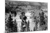 Aerial View of the Falls on Spokane River - Spokane, WA-Lantern Press-Mounted Art Print