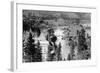 Aerial View of the Falls on Spokane River - Spokane, WA-Lantern Press-Framed Art Print