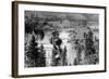 Aerial View of the Falls on Spokane River - Spokane, WA-Lantern Press-Framed Art Print