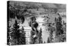 Aerial View of the Falls on Spokane River - Spokane, WA-Lantern Press-Stretched Canvas