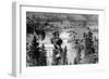 Aerial View of the Falls on Spokane River - Spokane, WA-Lantern Press-Framed Art Print