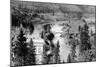 Aerial View of the Falls on Spokane River - Spokane, WA-Lantern Press-Mounted Art Print