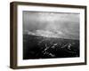 Aerial View of the First Wave of Landing Craft Invading Iwo Jima-null-Framed Photo