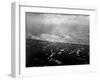 Aerial View of the First Wave of Landing Craft Invading Iwo Jima-null-Framed Photo